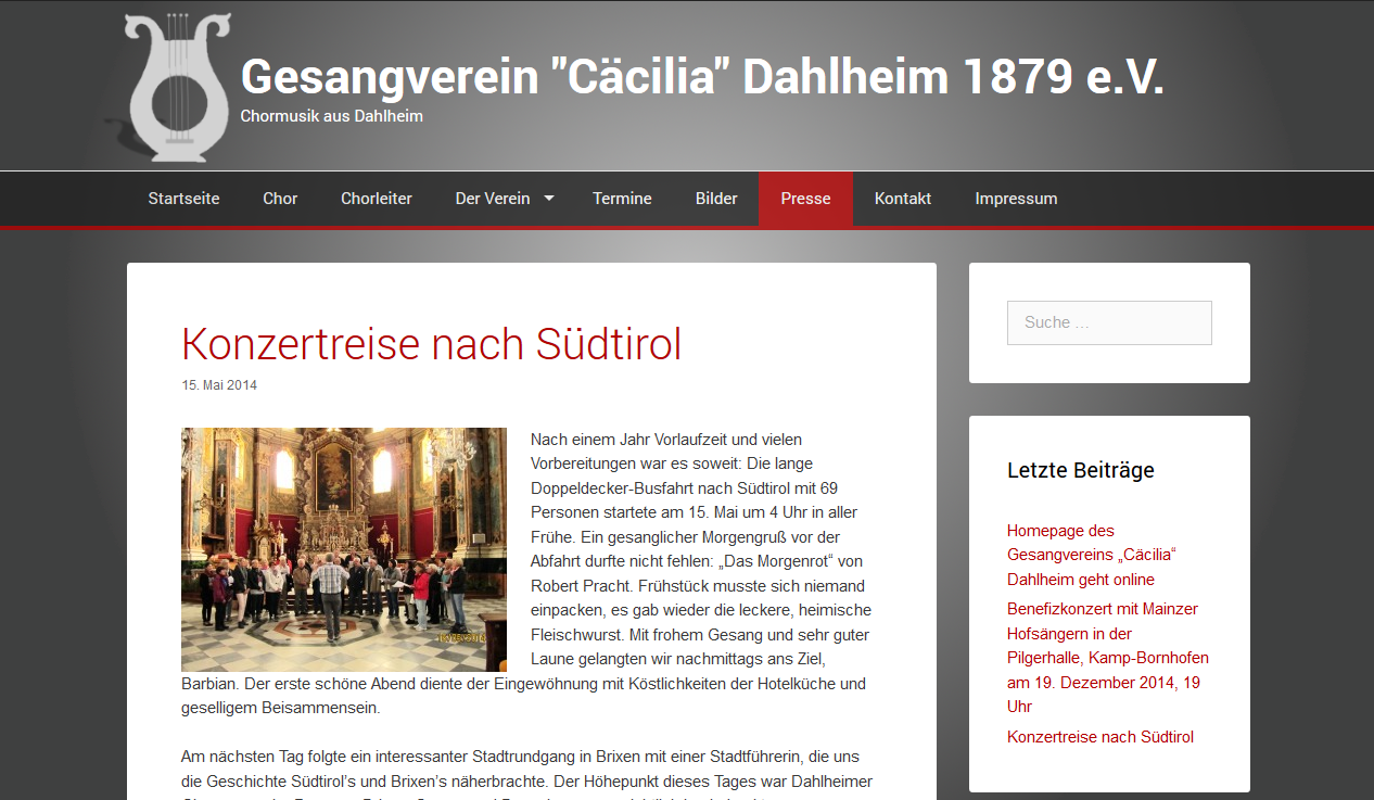 Homepage des Gesangvereins „Cäcilia“ Dahlheim geht online