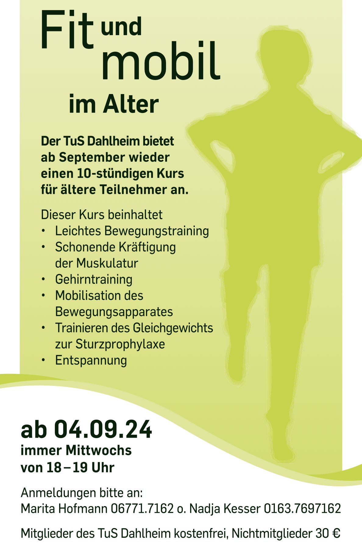 Kurs Fit und Mobil im Alter ab 04.09. 18-19 Uhr